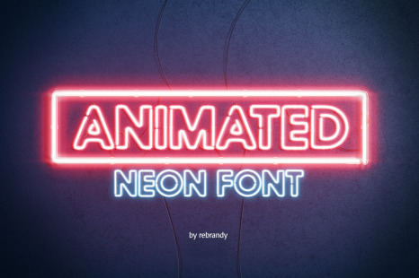 霓虹灯发光效果徽标大写字母设计展示动态样机模板 Animated Neon Font