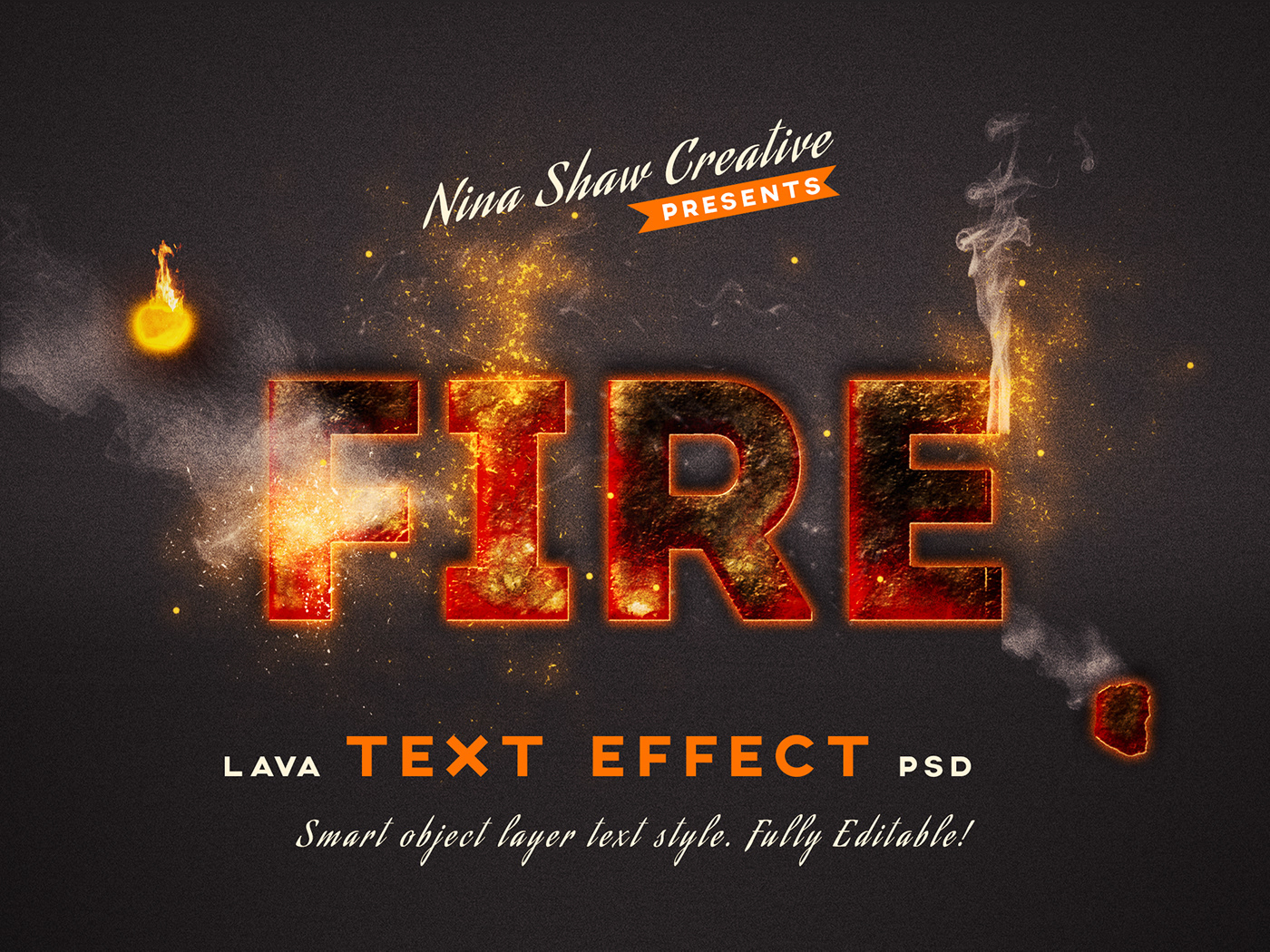炫酷燃烧熔岩3D效果海报标题文字设计PS样式模板 Lava Text Effects插图2