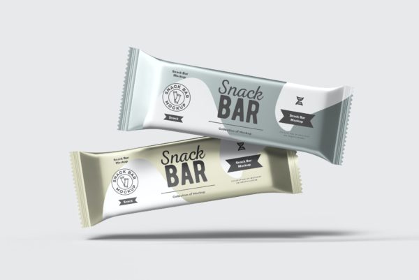 7款巧克力棒小零食塑料袋设计展示样机 Snack Bar Mockup