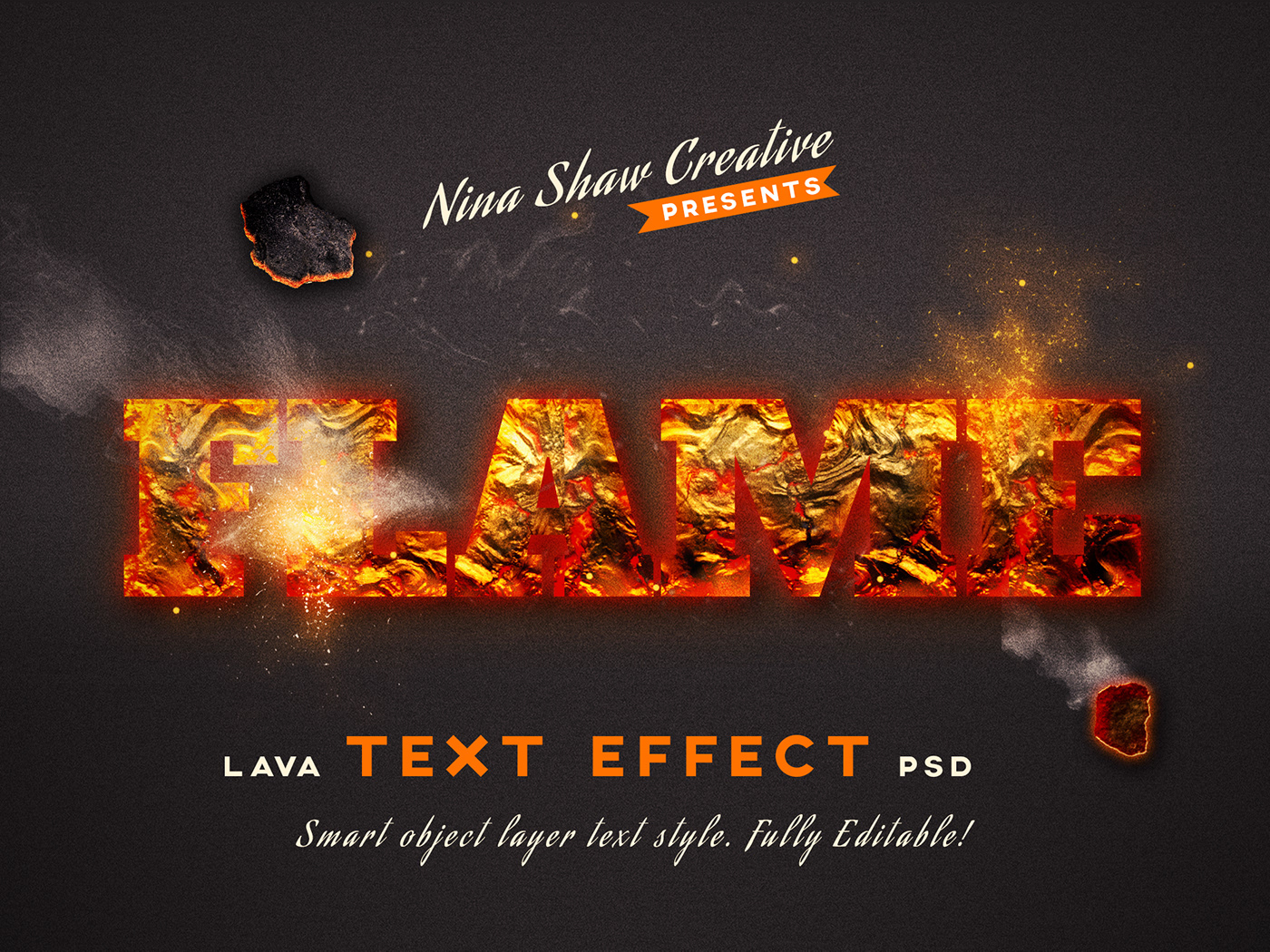 炫酷燃烧熔岩3D效果海报标题文字设计PS样式模板 Lava Text Effects插图4