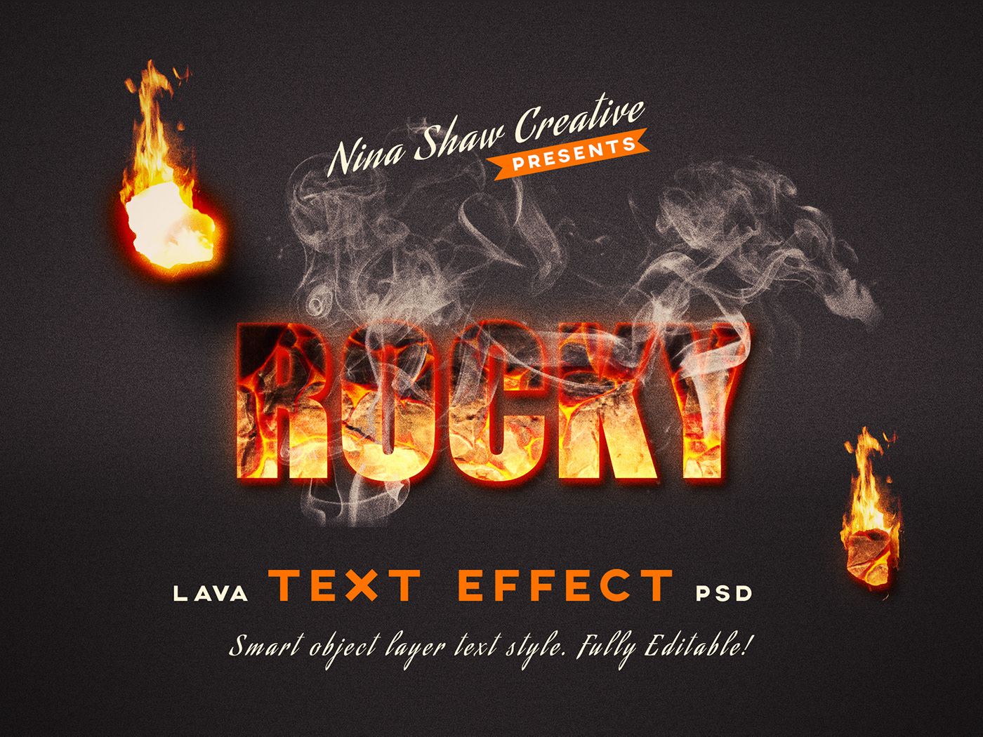 炫酷燃烧熔岩3D效果海报标题文字设计PS样式模板 Lava Text Effects插图6