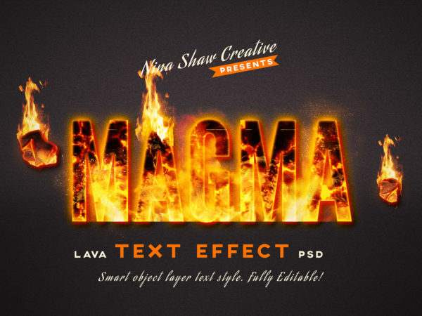 炫酷燃烧熔岩3D效果海报标题文字设计PS样式模板 Lava Text Effects
