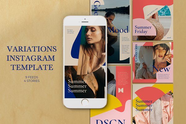 时尚女装推广新媒体电商海报设计模板 Variations Instagram Templates