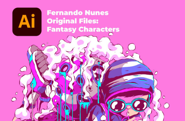 8款霓虹效果幻想人物矢量绘画插图 Fernando Nunes Original Files: Fantasy Characters, 8 Illustrations