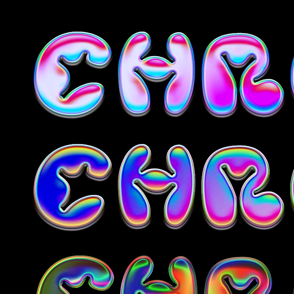 5款全息渐变圆润卡通立体标题字体设计ps样式模板 chrome template 07