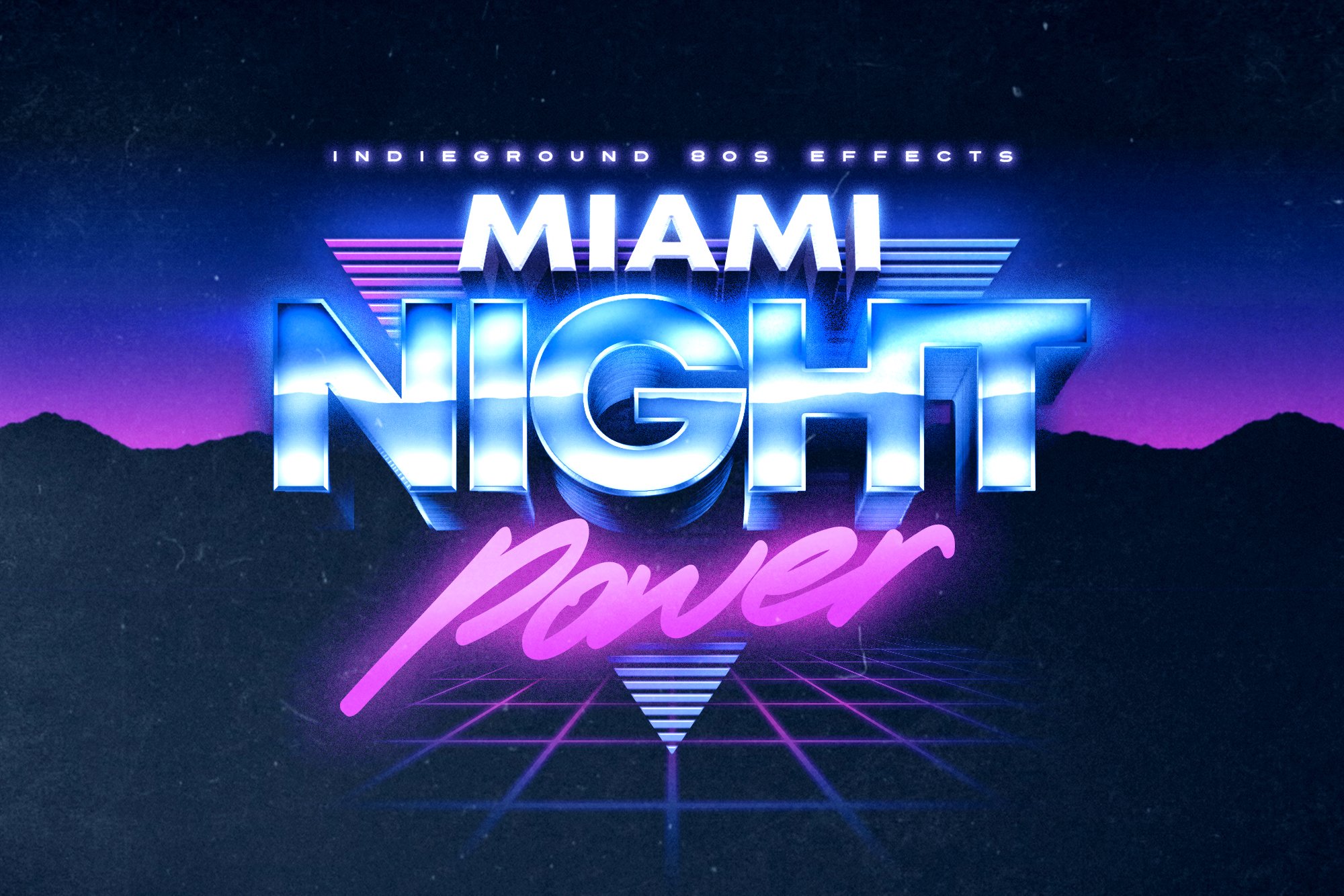 炫酷80年代复古蒸汽朋克3d海报标题文字设计ps样式模板 80s text