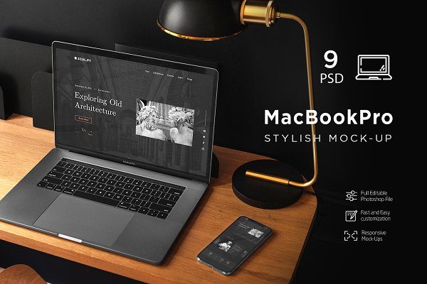 9款自适应网页设计苹果MacBook Pro屏幕演示样机模板 MacBook Pro Stylish Mockup