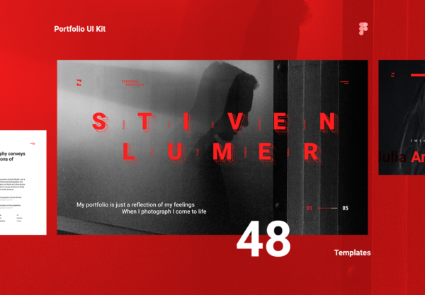 时尚绘画设计摄影作品集网站设计UI套件 Stiven Lumer Portfolio UI Kit