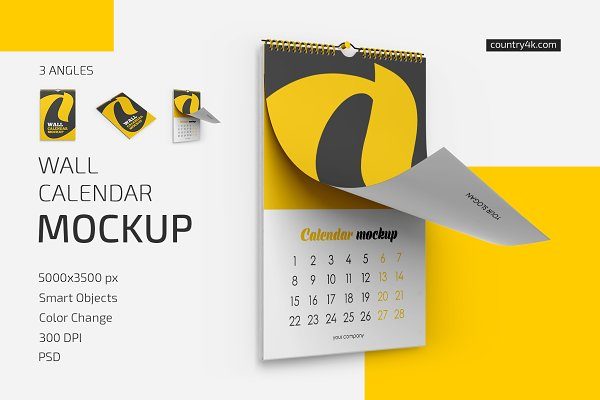 挂历日历设计展示样机模板 Wall Calendar v01 Mockup Set