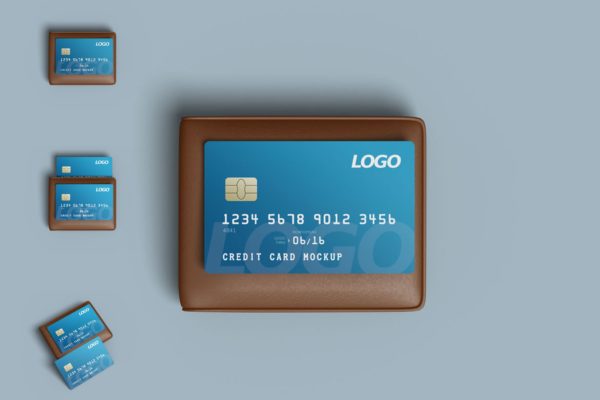 简约信用卡钱包设计展示样机模板 Credit Card Mockup With Wallet