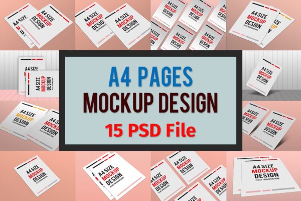 15款A4宣传单页设计展示样机 A4 Pages Mockup Design