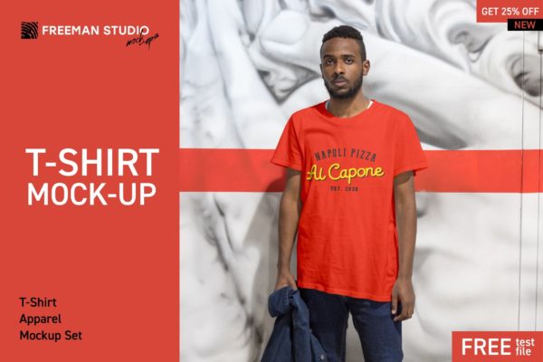 15款男士T恤半袖印花图案设计展示样机合集 T-Shirt Mockup Set