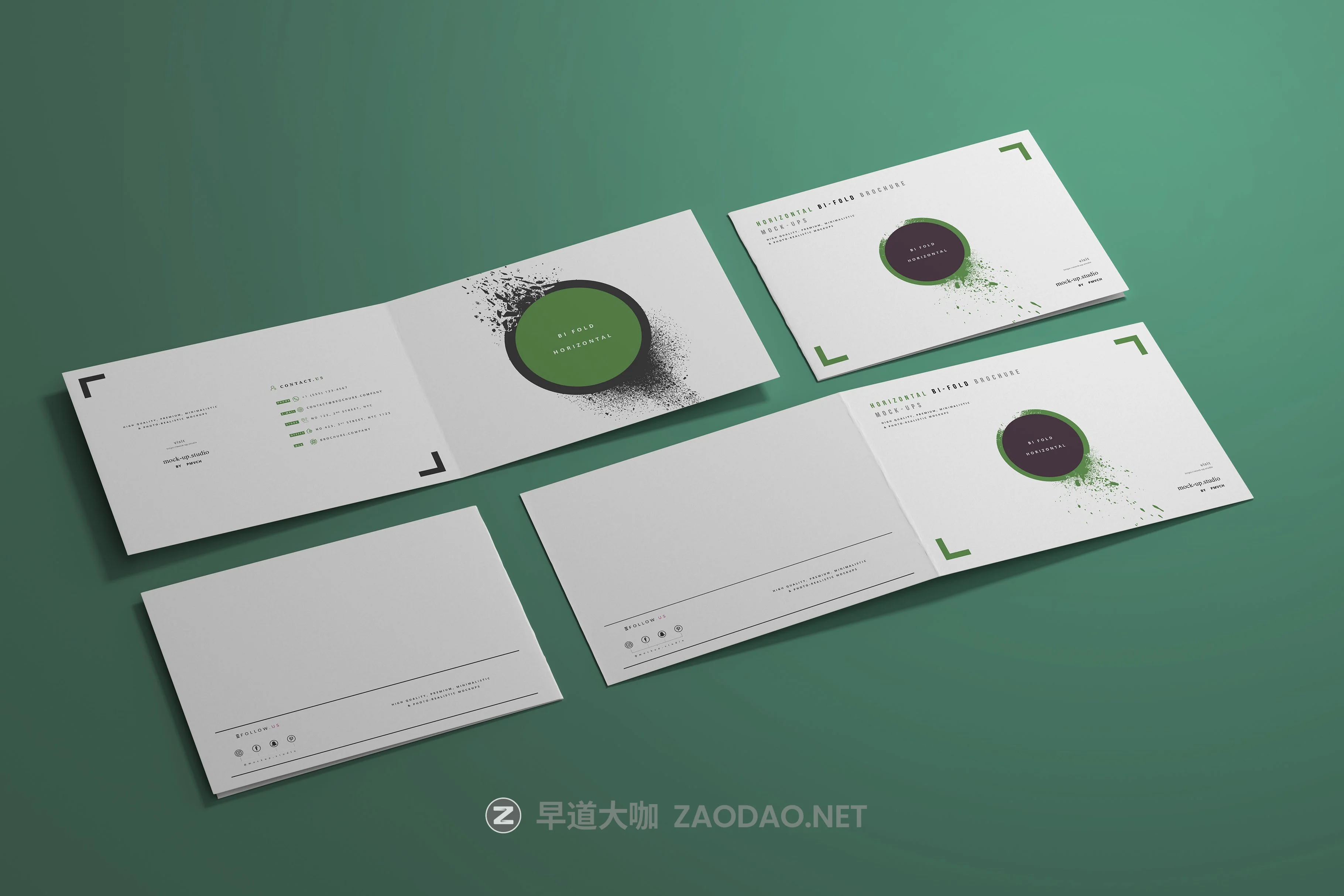 8款A4两折页小册子设计展示贴图样机模板 A4 Bi-Fold Horizontal Mockups插图 8款A4两折页小册子设计展示贴图样机模板 A4 Bi-Fold Horizontal Mockups插图