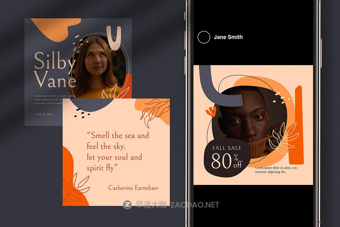 12款抽象图形植物装饰新媒体电商海报设计模板 12 Organic Social Media Posts插图1 12款抽象图形植物装饰新媒体电商海报设计模板 12 Organic Social Media Posts插图1