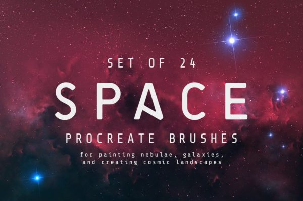 24个星云星系星团画笔Precreate笔刷 Space Procreate Brushes