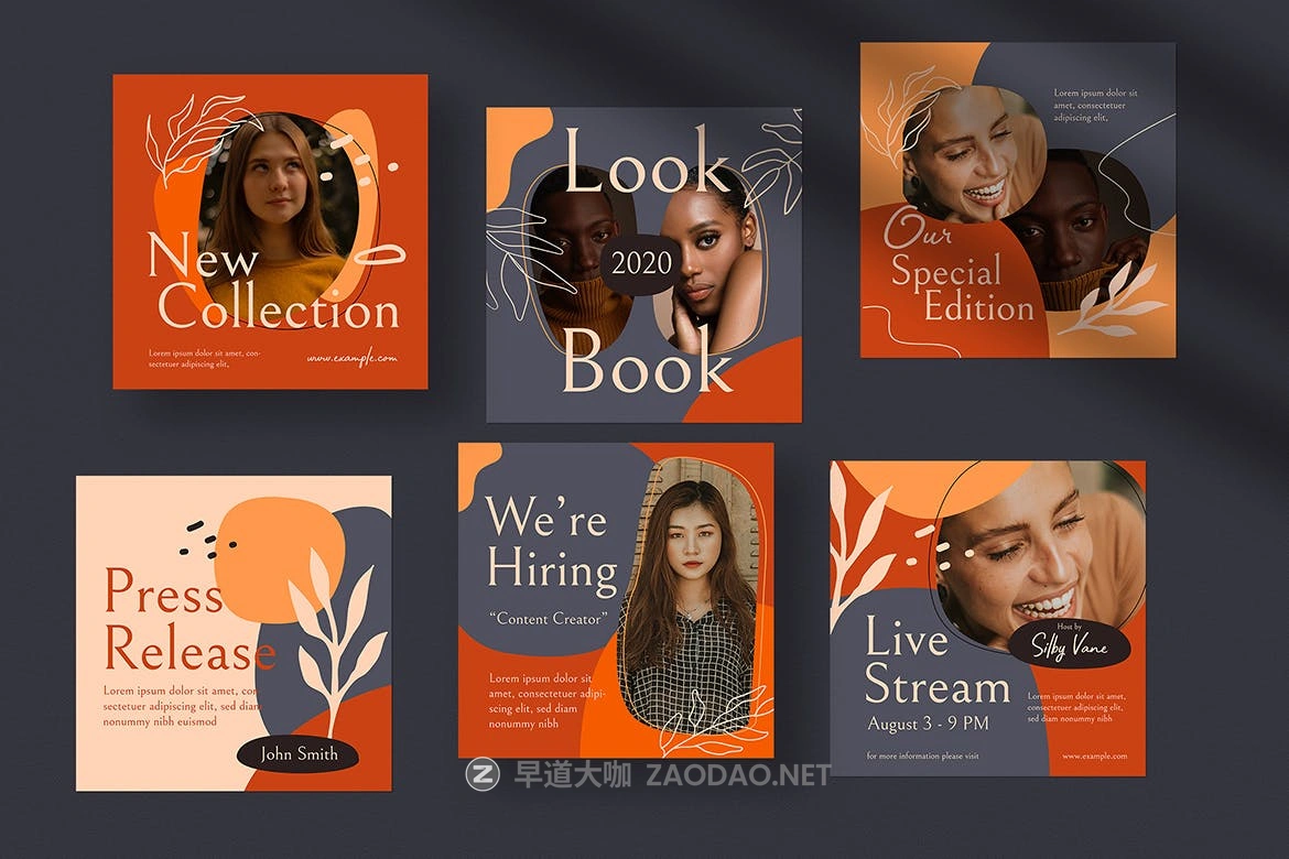 12款抽象图形植物装饰新媒体电商海报设计模板 12 Organic Social Media Posts插图3 12款抽象图形植物装饰新媒体电商海报设计模板 12 Organic Social Media Posts插图3