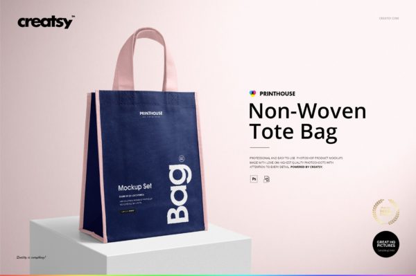 无纺布袋手提袋设计展示样机模板套装 Non-Woven Tote Bag Mockup Set