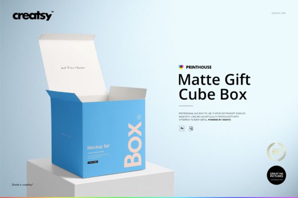 方形哑光产品礼品包装纸盒设计贴图样机套装 Matte Gift Square Box Mockup Set
