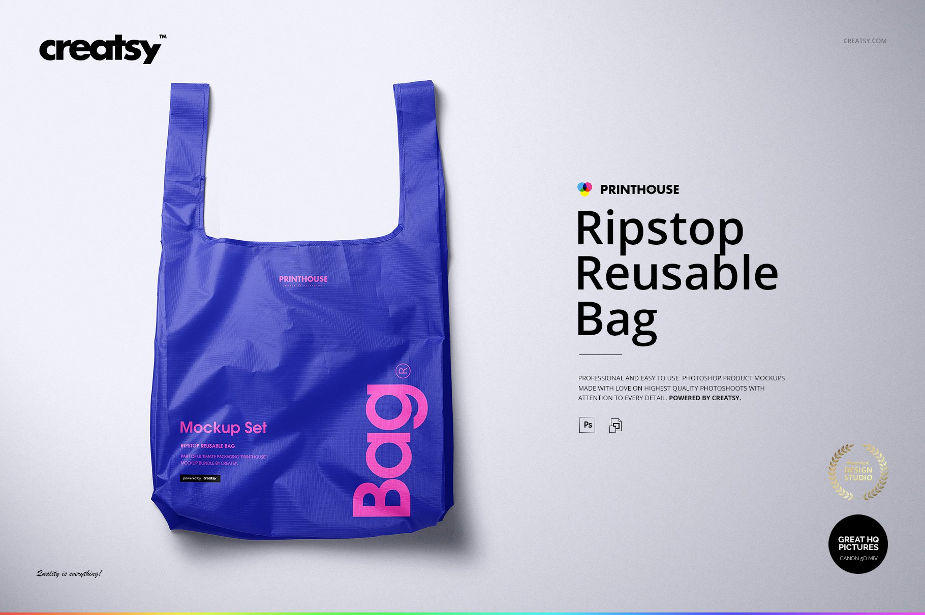 Download 淘宝购买 尼龙环保购物手提袋设计展示贴图样机PS素材合集 Ripstop Reusable Bag Mockup ...