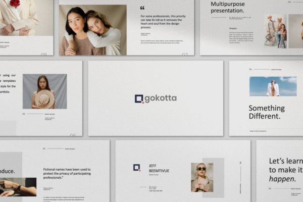 极简主义服装品牌摄影作品集设计演示文稿模板 Gokotta – Minimal Powerpoint