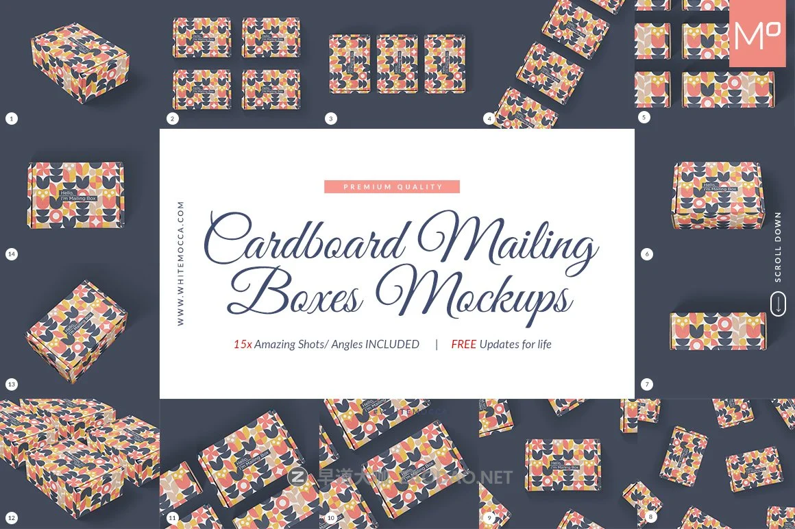 15款产品礼品包装纸盒设计展示贴图样机 15x Mailing Boxes Mockups插图 15款产品礼品包装纸盒设计展示贴图样机 15x Mailing Boxes Mockups插图