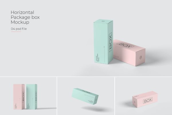 长矩形产品包装纸盒设计展示贴图样机模板 Package Box Mockup