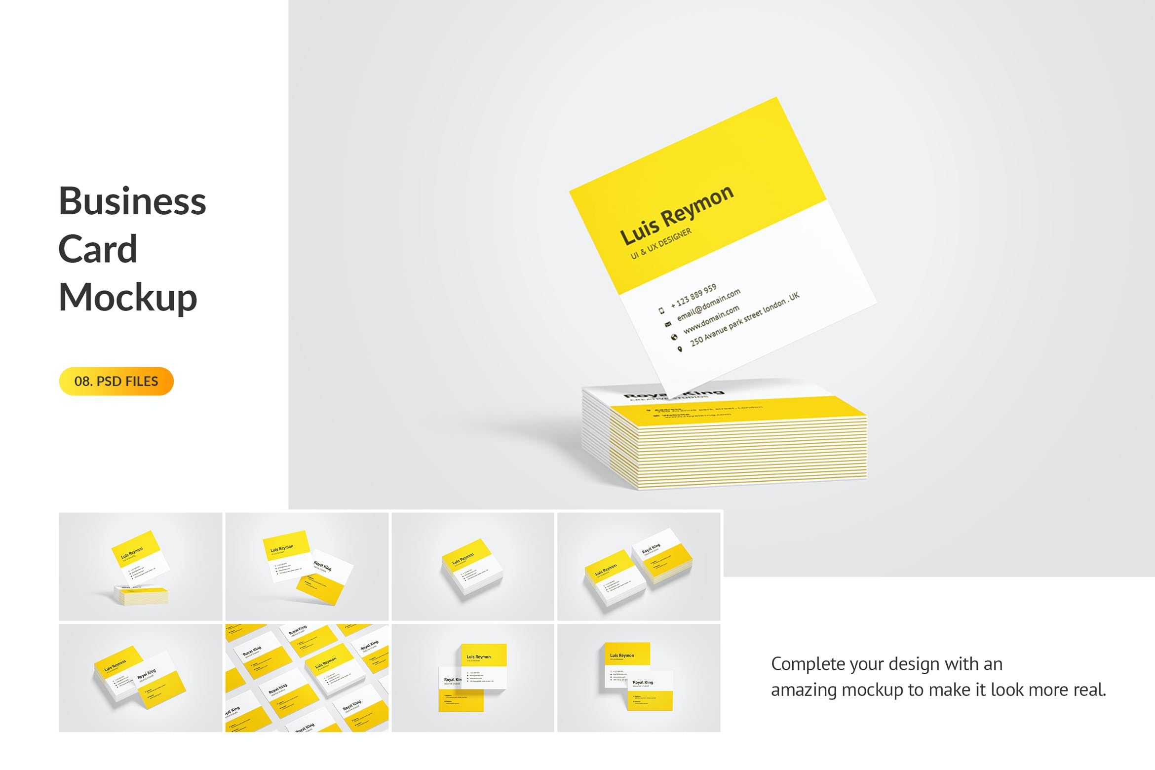 8款方形商务名片卡片设计展示样机模板 square business card mockup