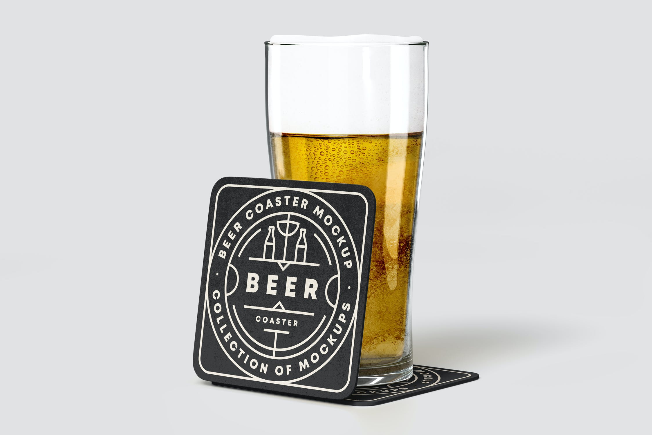 7款啤酒杯垫设计展示贴图样机 beer coaster mockup 2