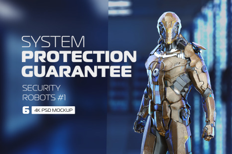 未来科幻金属变形盔甲机器人3D立体模型PS设计源文件 Security Robots #1