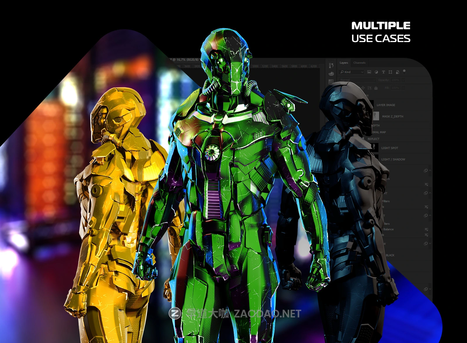 未来科幻金属变形盔甲机器人3D立体模型PS设计源文件 Security Robots #1插图4 未来科幻金属变形盔甲机器人3D立体模型PS设计源文件 Security Robots #1插图4