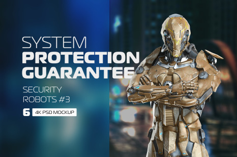未来科幻金属变形盔甲机器人3D立体模型PS设计源文件 Security Robots #3