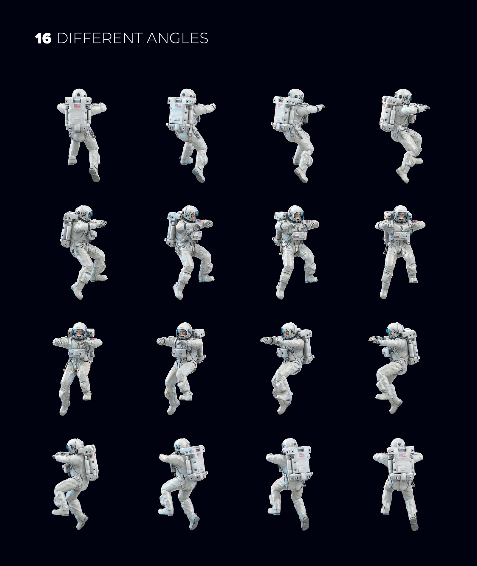 16款多角度太空宇航员3d模型平面设计ps素材源文件 3d mockup space