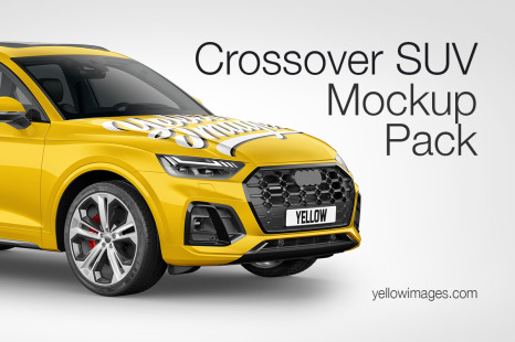 8款SUV小汽车车身广告设计展示样机合集 Crossover SUV Mockup Pack