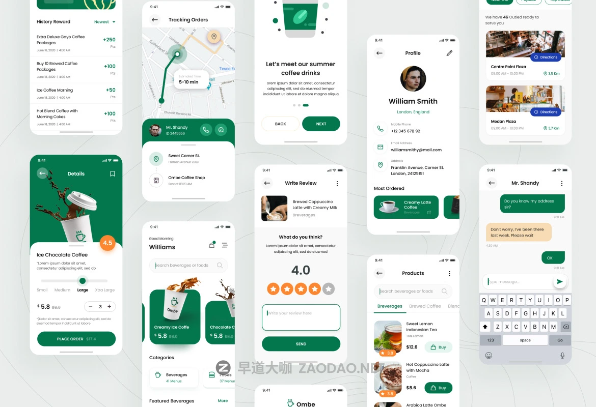 现代简约咖啡在线预定外卖iOS APP应用程序设计UI套件素材 Ombe – Coffee Shop iOS App Design UI Template插图1 现代简约咖啡在线预定外卖iOS APP应用程序设计UI套件素材 Ombe – Coffee Shop iOS App Design UI Template插图1