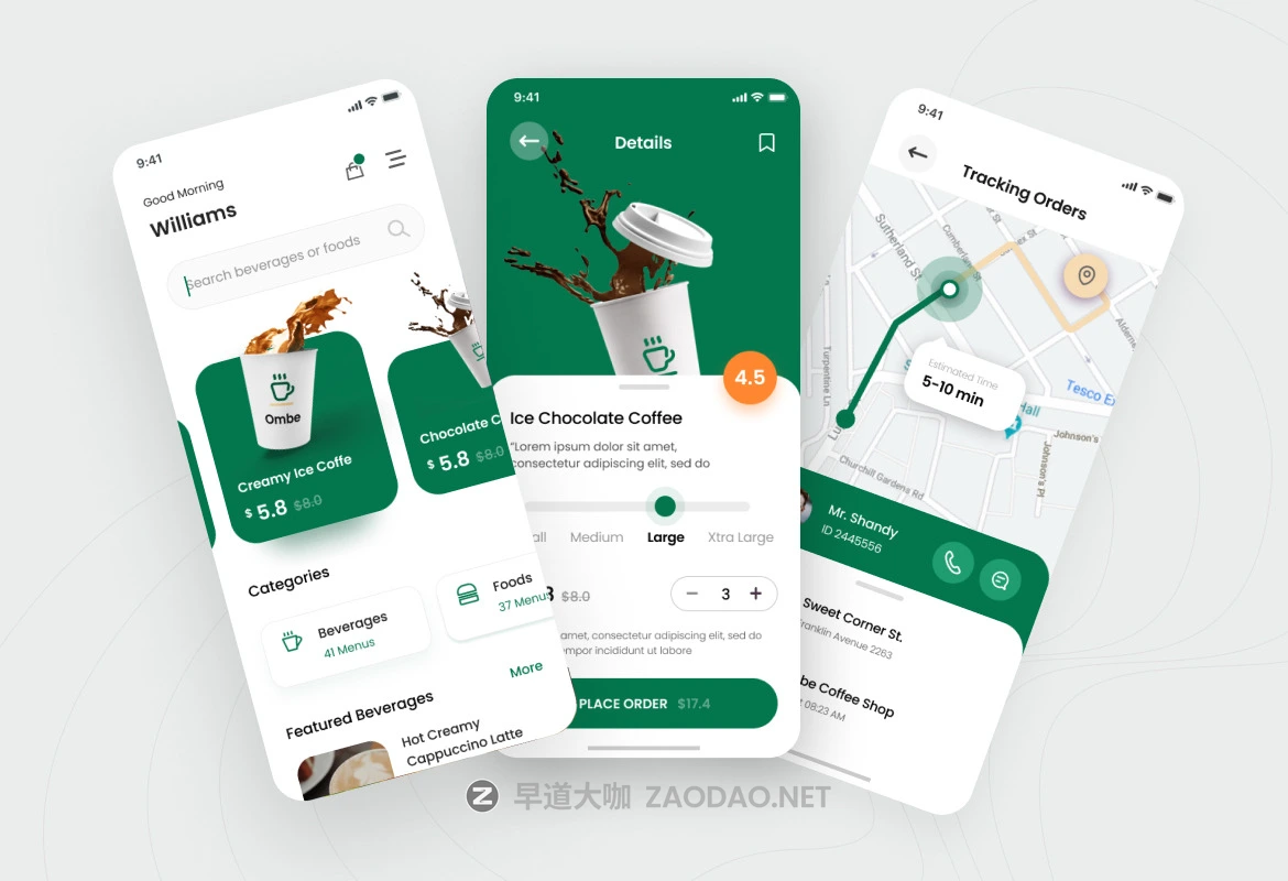 现代简约咖啡在线预定外卖iOS APP应用程序设计UI套件素材 Ombe – Coffee Shop iOS App Design UI Template插图2 现代简约咖啡在线预定外卖iOS APP应用程序设计UI套件素材 Ombe – Coffee Shop iOS App Design UI Template插图2