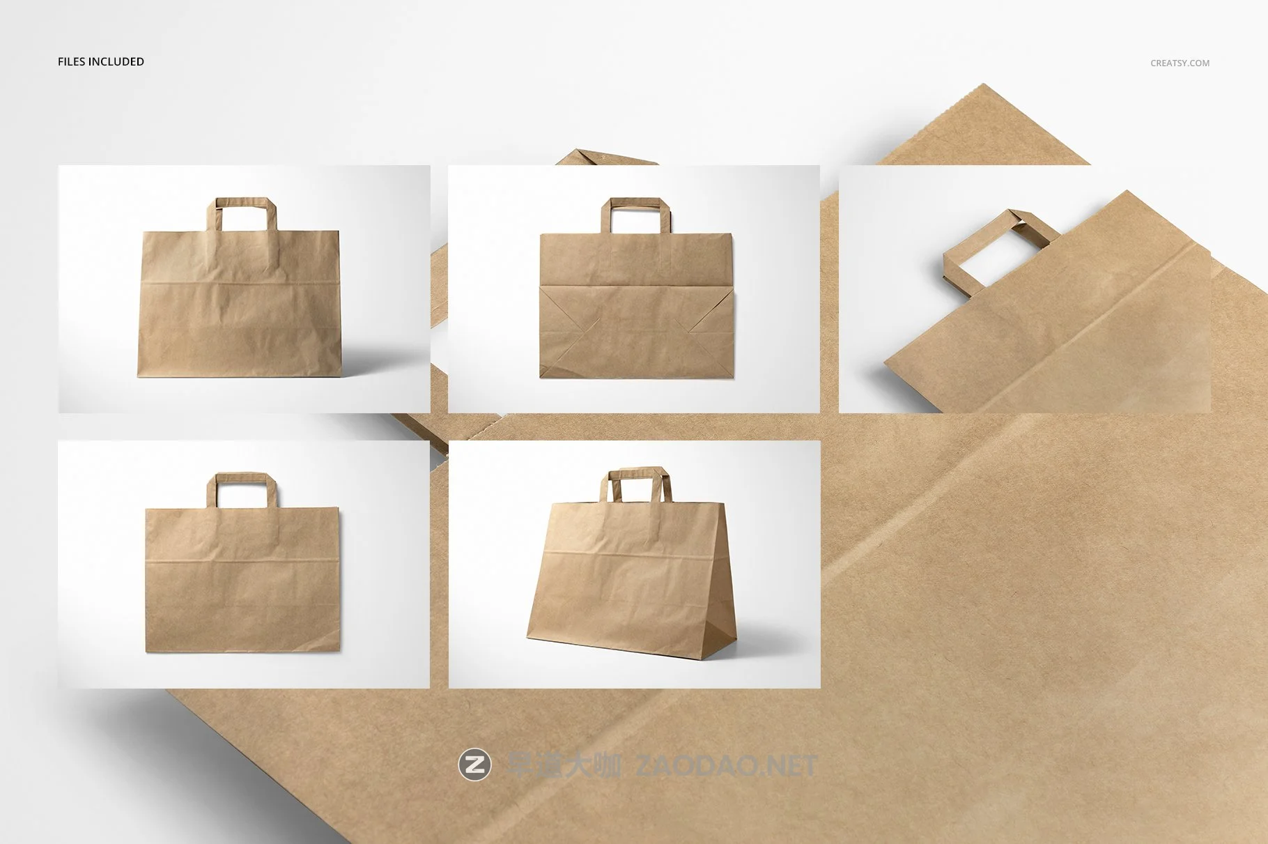 折叠手柄购物牛皮纸袋设计展示贴图样机 Folded Handle Kraft Paper Bag Mockup插图3 折叠手柄购物牛皮纸袋设计展示贴图样机 Folded Handle Kraft Paper Bag Mockup插图3