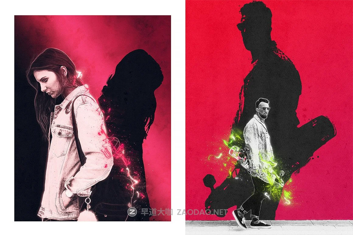 霓虹灯粉尘效果照片后期处理特效PS动作模板 Neon Dust Photoshop Action插图4 霓虹灯粉尘效果照片后期处理特效PS动作模板 Neon Dust Photoshop Action插图4