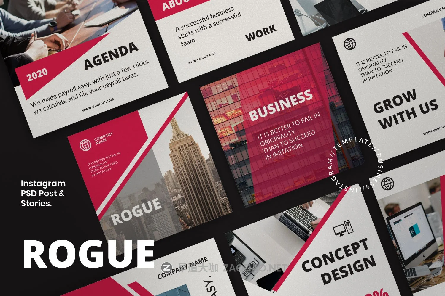 时尚几何元素修饰品牌推广新媒体电商徽标模板 ROGUE – Business Social Media Brand插图3 时尚几何元素修饰品牌推广新媒体电商徽标模板 ROGUE – Business Social Media Brand插图3