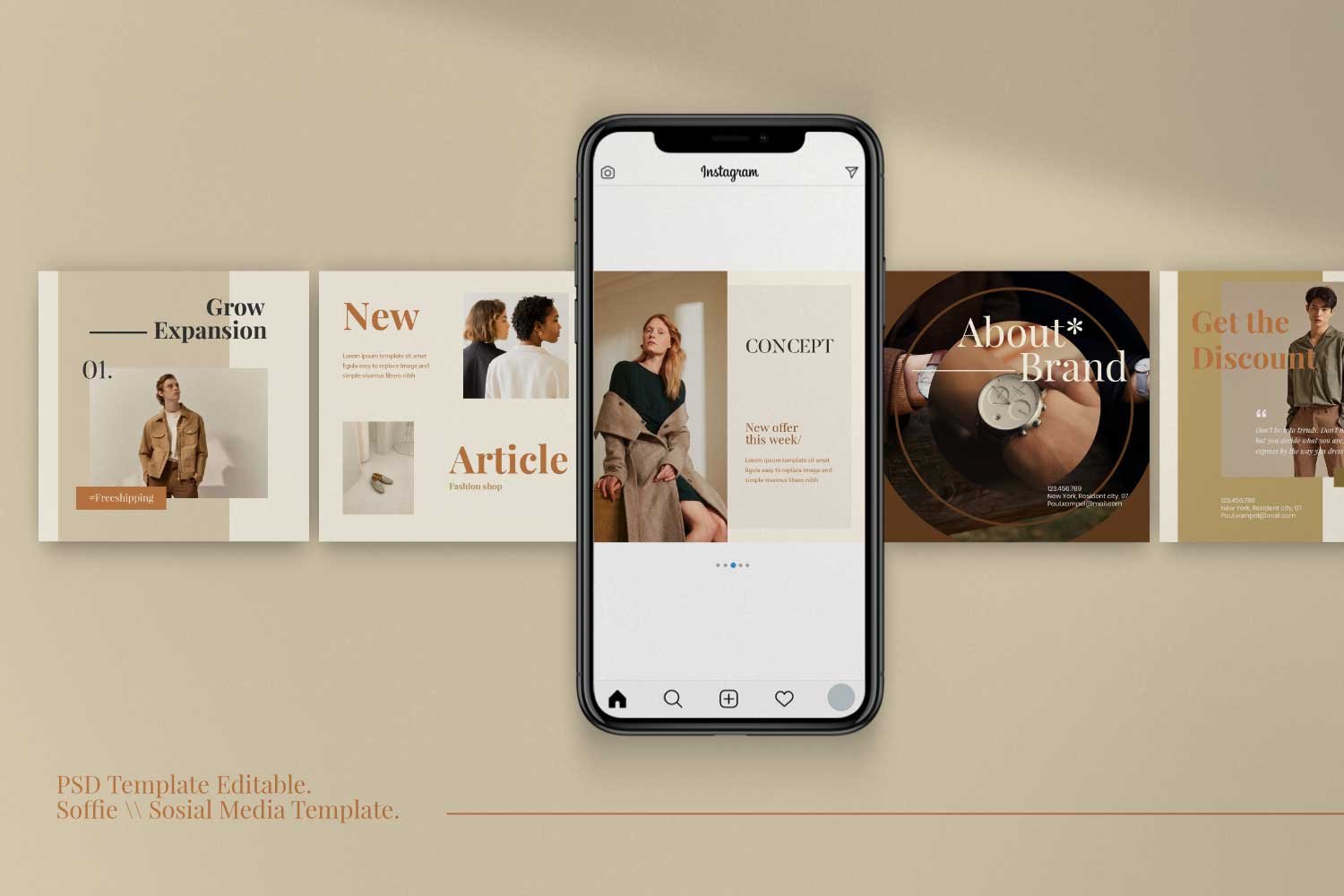 现代时尚服装品牌摄影推广新媒体电商海报模板 Soffie – Fashion Brand Social Media插图3 现代时尚服装品牌摄影推广新媒体电商海报模板 Soffie – Fashion Brand Social Media插图3