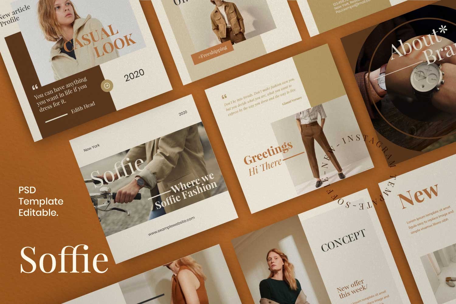 现代时尚服装品牌摄影推广新媒体电商海报模板 Soffie – Fashion Brand Social Media插图4 现代时尚服装品牌摄影推广新媒体电商海报模板 Soffie – Fashion Brand Social Media插图4