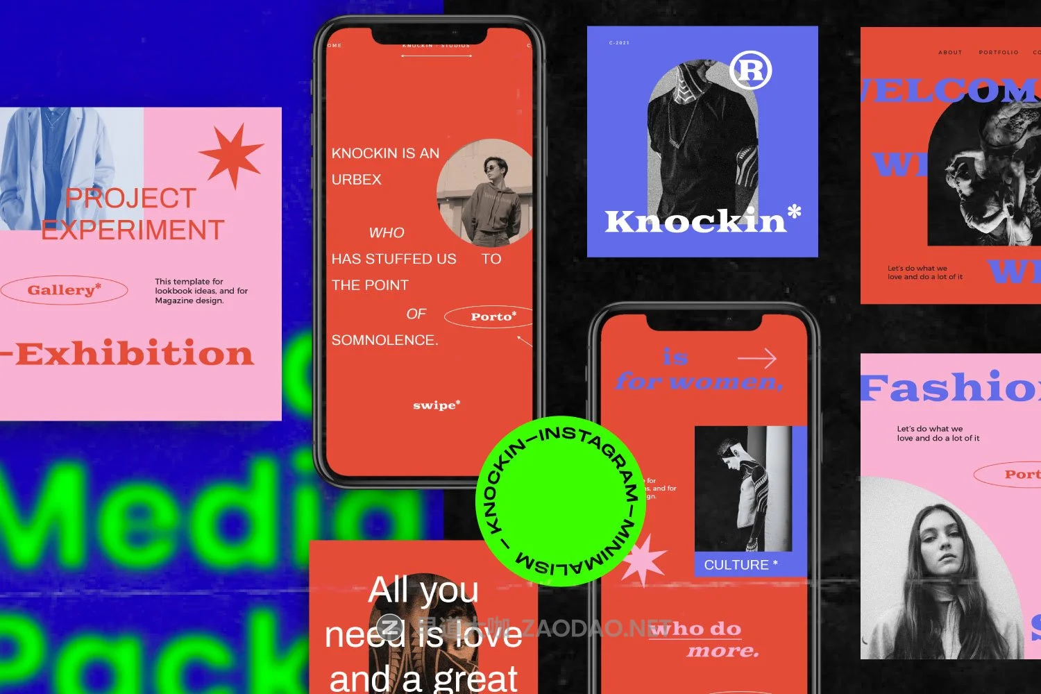 潮流街头潮牌推广新媒体电商海报设计模板 KNOCKIN – New Hype Social Media插图4 潮流街头潮牌推广新媒体电商海报设计模板 KNOCKIN – New Hype Social Media插图4