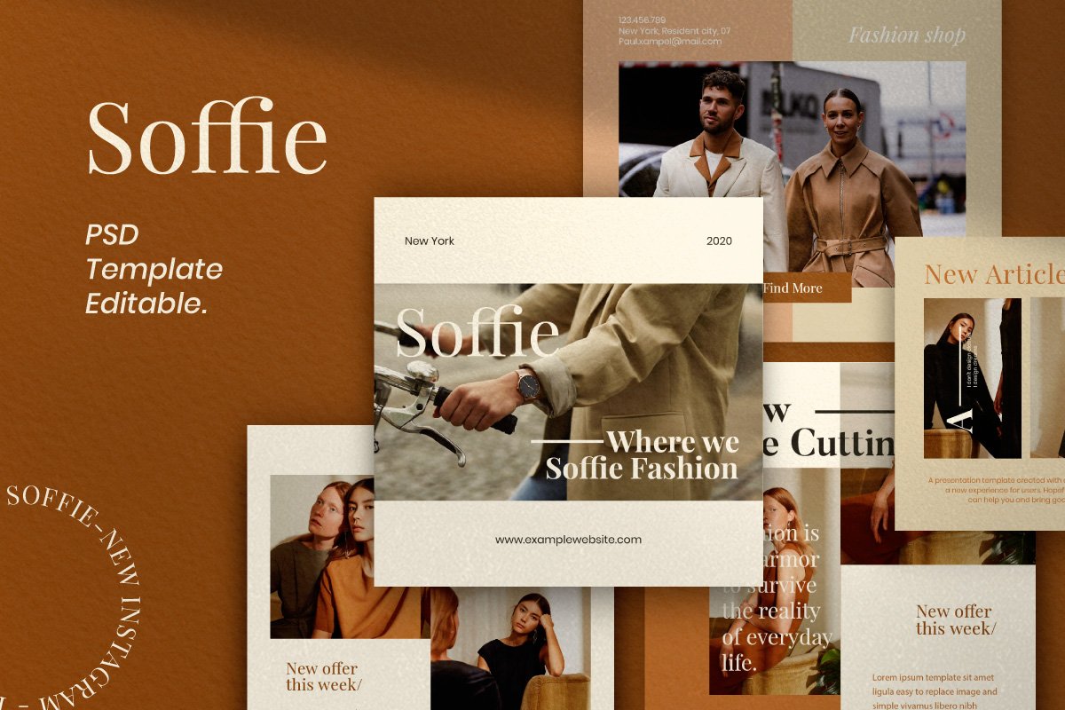 现代时尚服装品牌摄影推广新媒体电商海报模板 Soffie – Fashion Brand Social Media插图5 现代时尚服装品牌摄影推广新媒体电商海报模板 Soffie – Fashion Brand Social Media插图5