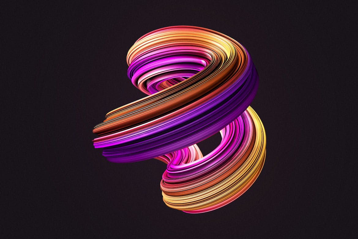 10款创意抽象炫彩3d扭曲图形png免扣图片设计素材 3d twisted