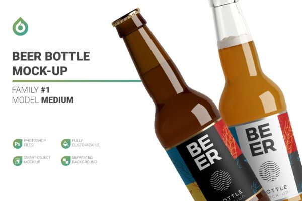 高分辨率啤酒瓶标签设计样机 Beer Bottle Mockup