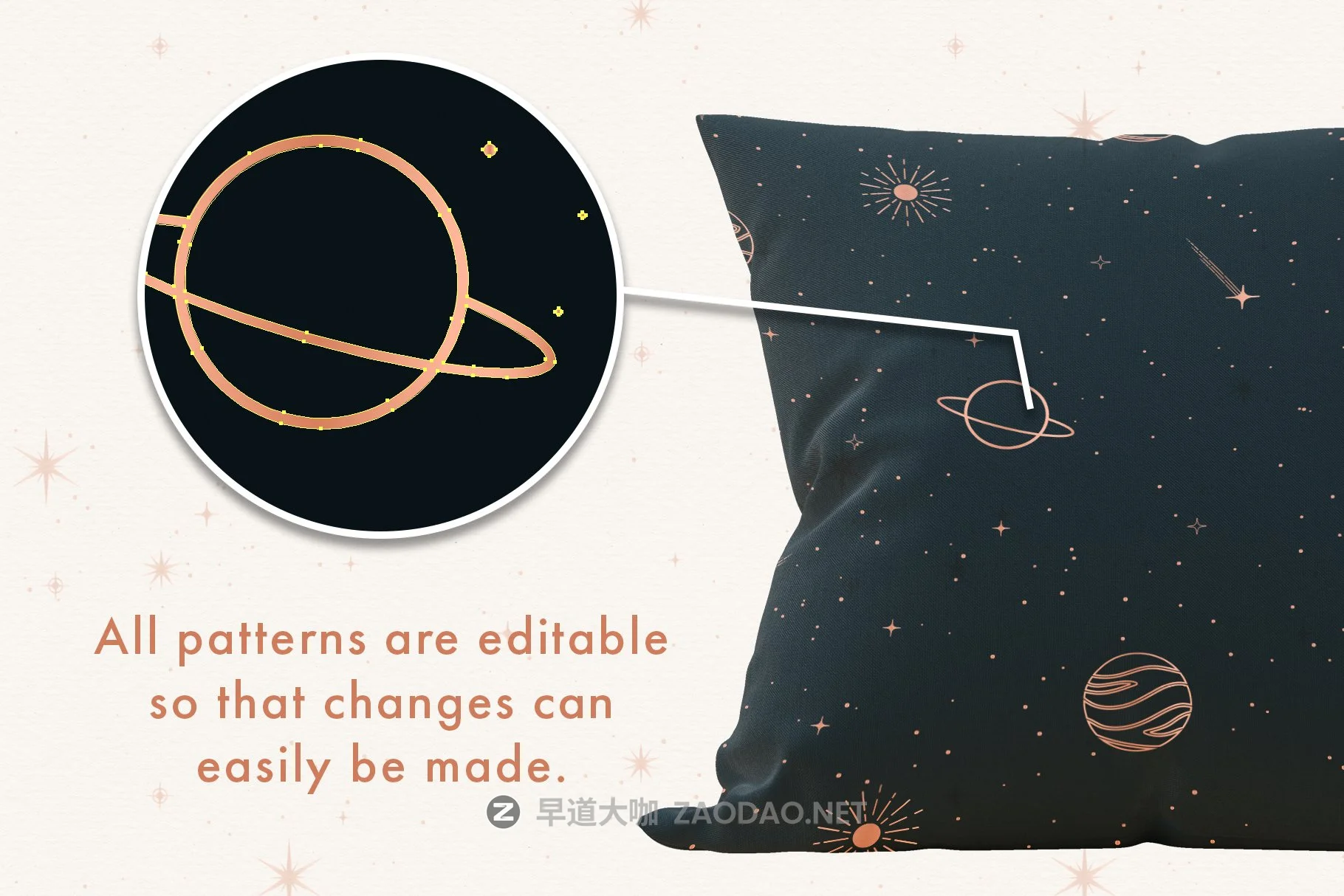 玫瑰金金属黑白星空太阳星星矢量图形AI设计素材 Celestial Seamless Patterns插图3 玫瑰金金属黑白星空太阳星星矢量图形AI设计素材 Celestial Seamless Patterns插图3