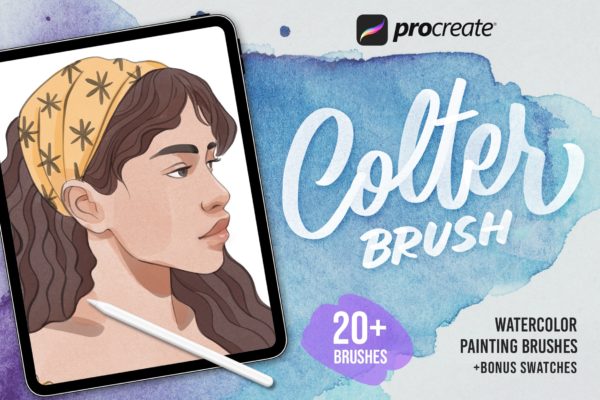 20款水彩颗粒绘画效果Procreate笔刷 Procreate Colter Brush – Watercolor