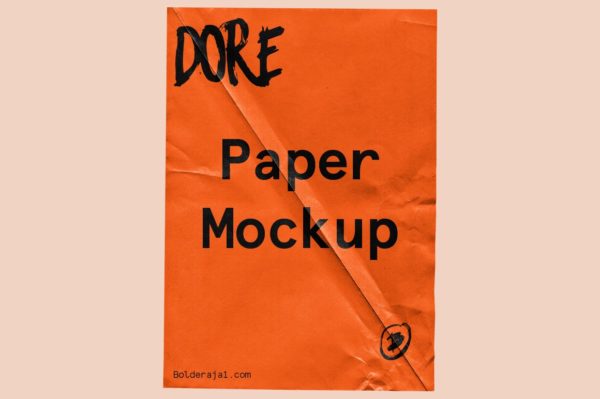 潮流做旧褶皱撕纸效果海报传单设计贴图展示PSD样机 Dore – Wrinkle Paper Mockup