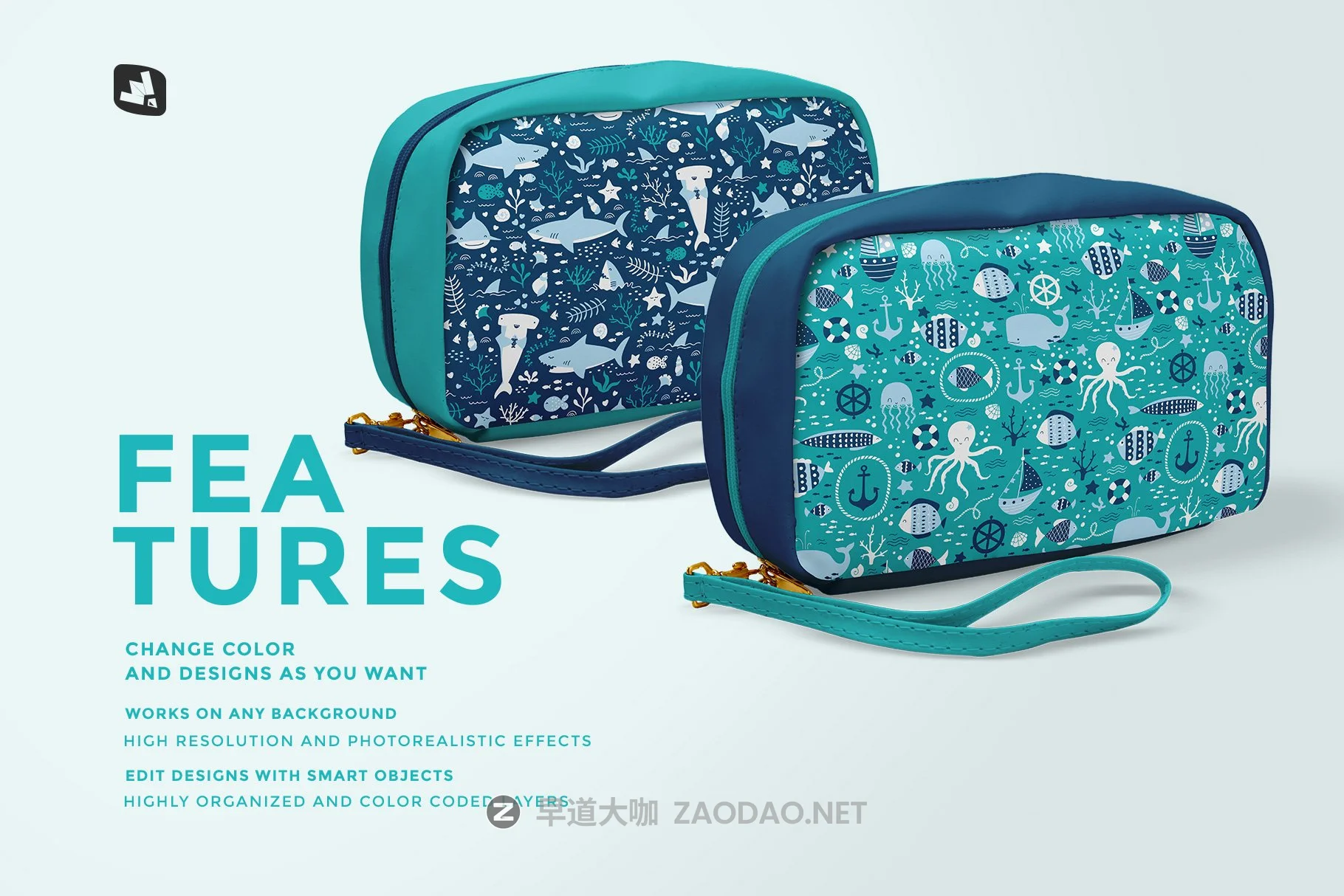 皮革旅行单肩背包设计展示样机套件 Front View Travel Kit Mockup插图6 皮革旅行单肩背包设计展示样机套件 Front View Travel Kit Mockup插图6