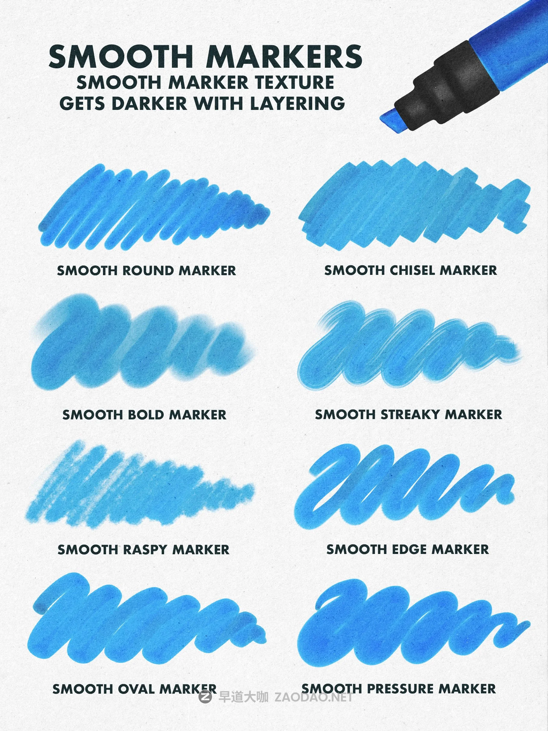 26款马克记号笔画笔Precreate笔刷素材 Marker Brushes For Procreate 5插图4 26款马克记号笔画笔Precreate笔刷素材 Marker Brushes For Procreate 5插图4