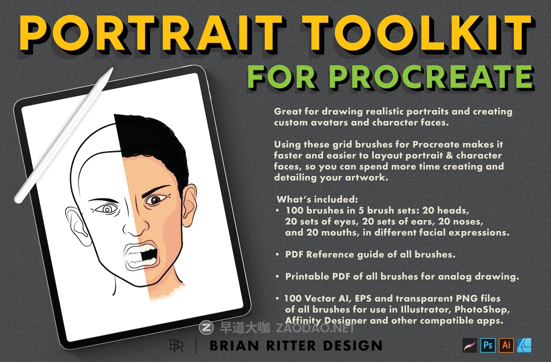 极简人物肖像Procreate笔刷 Portrait Toolkit For Procreate插图1 极简人物肖像Procreate笔刷 Portrait Toolkit For Procreate插图1